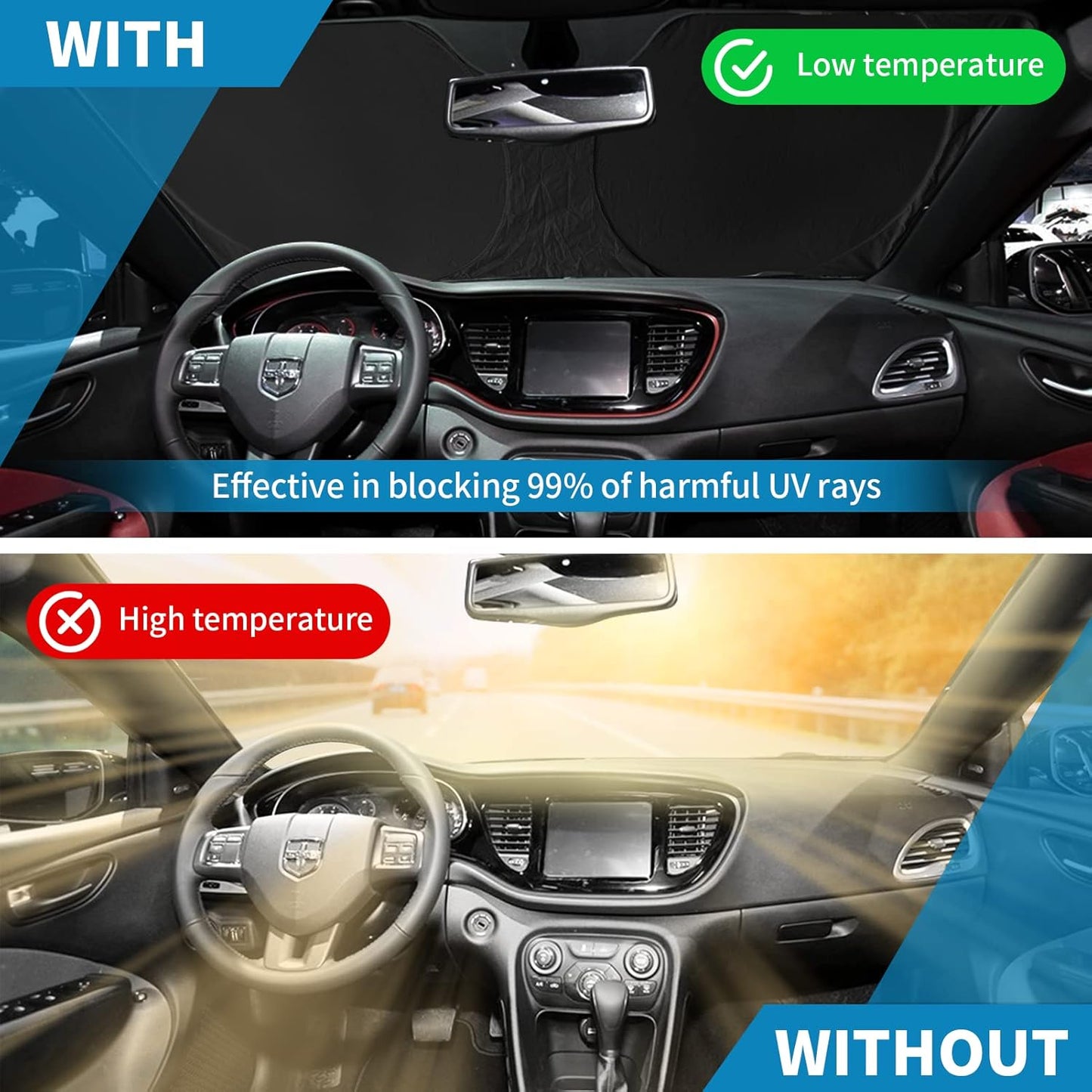 Sun Shade Sunshade Custom Fit for 2017-2020 Hyundai Elantra Accessories, Car Front Window Shield for Elantra Foldable 240T Silver Sun Visor Windshield Cover Blocks UV Rays Heat Keep Car Cooler