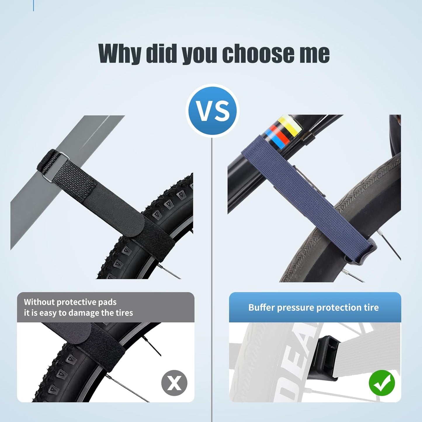 2PCS Roof Rack Bike Wheel Adapter Straps with Cushion for Secure Cycling Transport for Thule 599 598 591 568 564 561 532 933 926