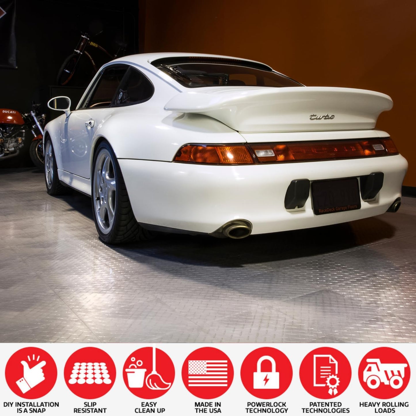 Big Floors RaceDeck Diamond Plate Design, Durable Interlocking Modular Garage Flooring Tile (Alloy, 12 Pack of 12 x 12" Tiles)