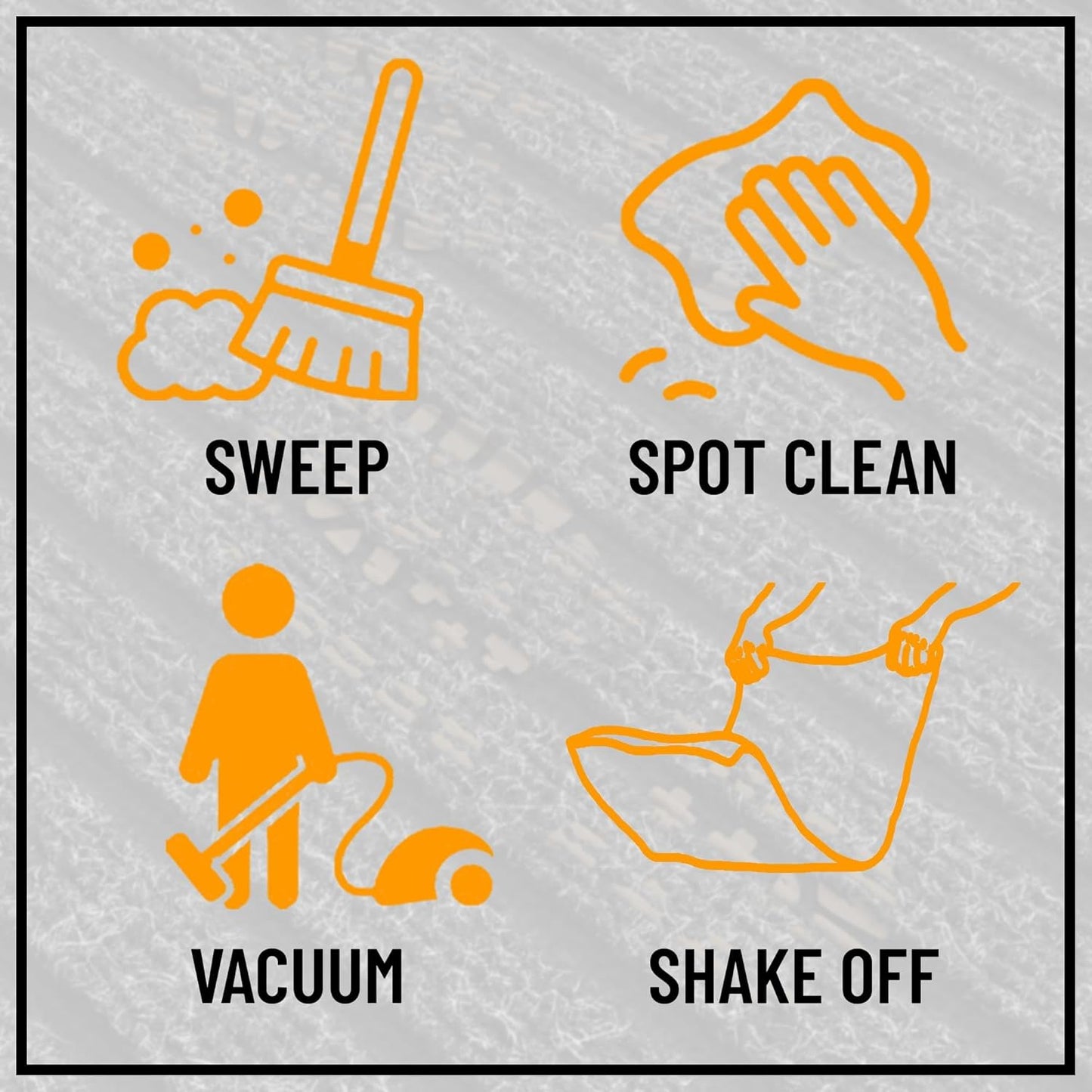 Ottomanson 2' x 18' Hallway Runner with Scraper Pile Extra Durable Non-Slip Rug Mat for Indoor & Outdoor Use - Ideal for Kitchen, Entryway, Patio & Garage - High-Traffic Carpet, Black