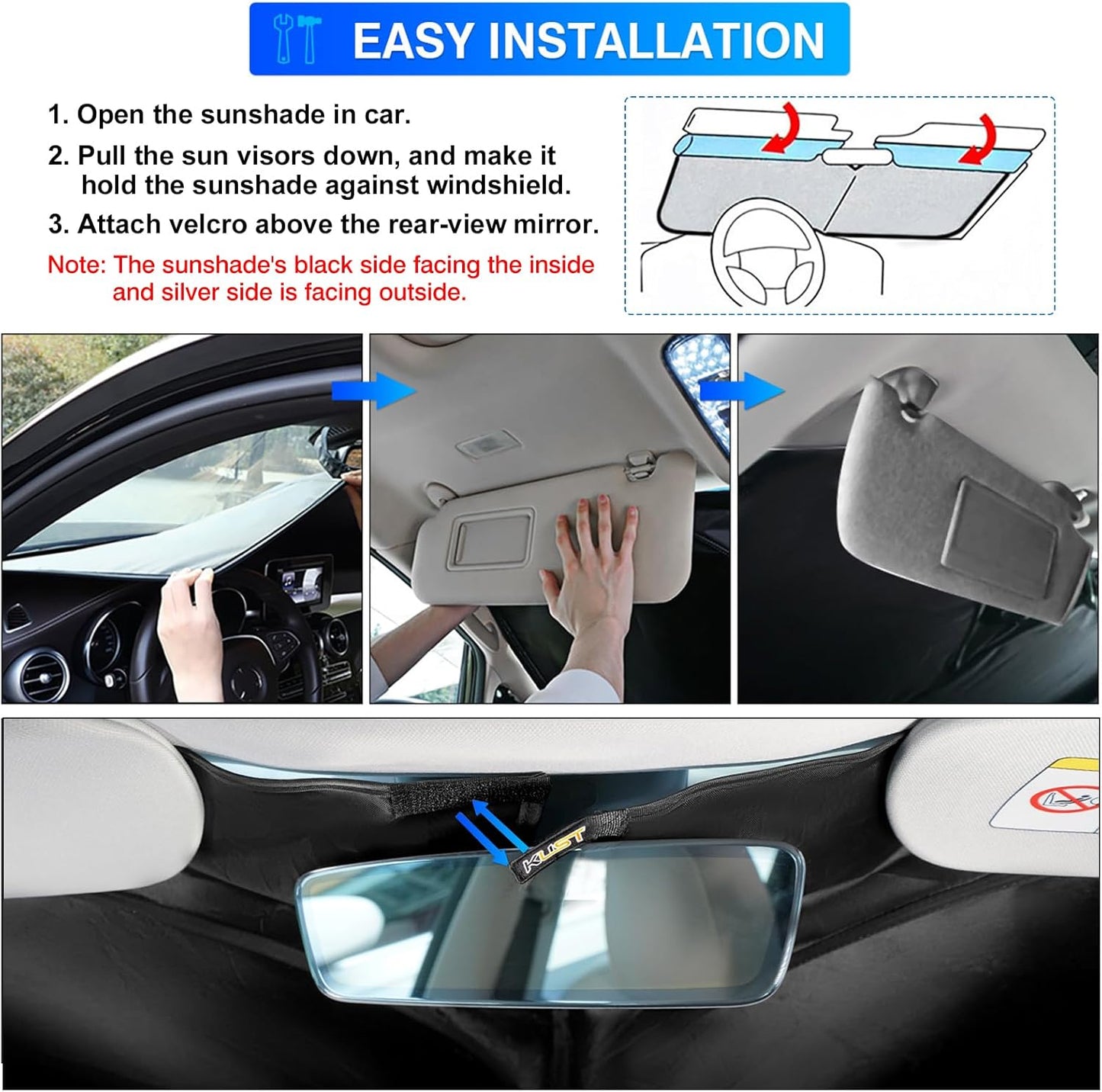 KUST Windshield Sun Shade for 2012-2019 Porsche 911 Coupe Accessories Custom Fit Sunshade Sun Visor Protector Foldable Blocks UV Rays Keep Your Car Cooler