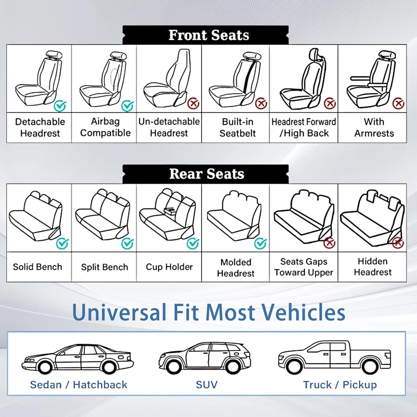 WELLDO Car Seat Covers Front Seats, Leather Seat Covers for Cars, Front Car Seat Protector Waterproof, Non-Slip Car Interior Covers Universal Automotive Seat Covers for Most Vehicle, Burgundy