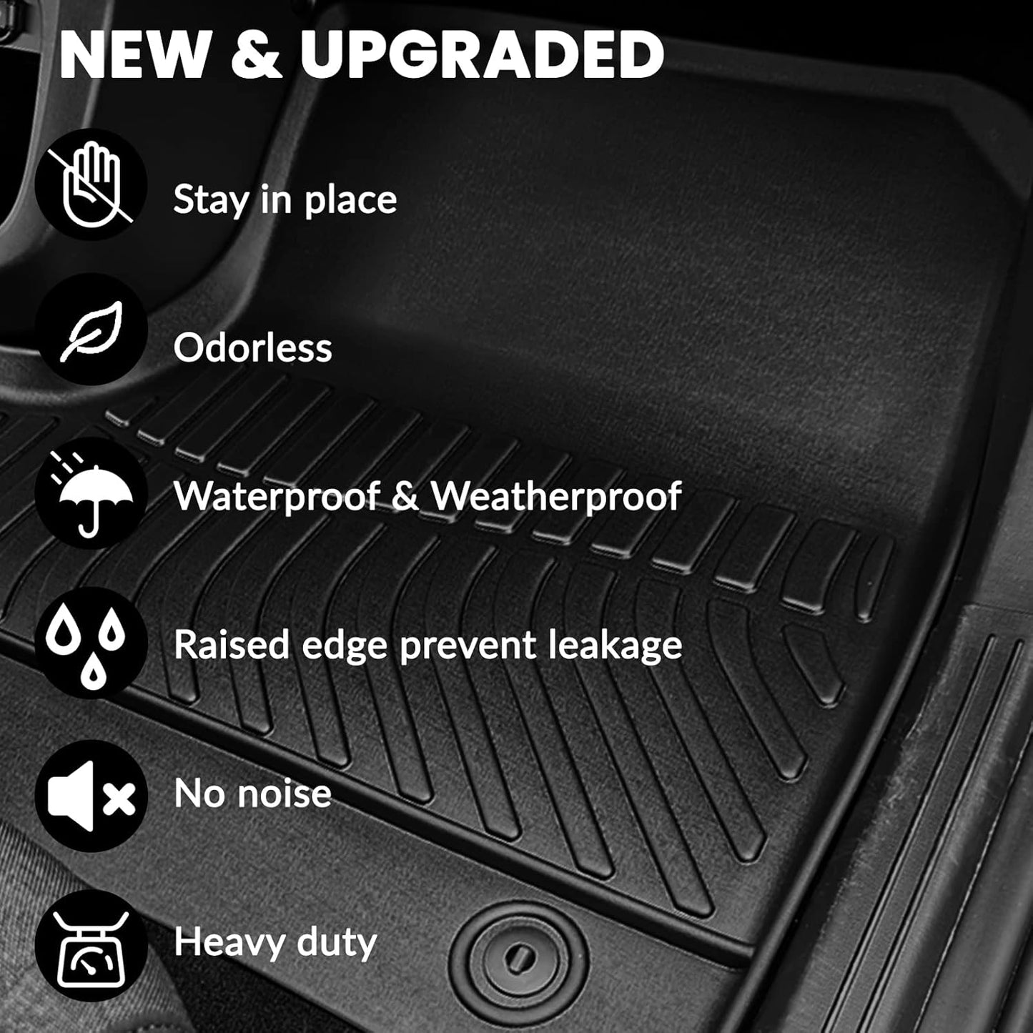 Auxko All Weather Floor Mats Fits for Honda CR-V 2023 2024 2025 2026 (Include Hybrid) TPE Rubber Liners Accessory for Honda CRV 2023 2024 2025 2026 Odorless Anti-Slip Mats Black