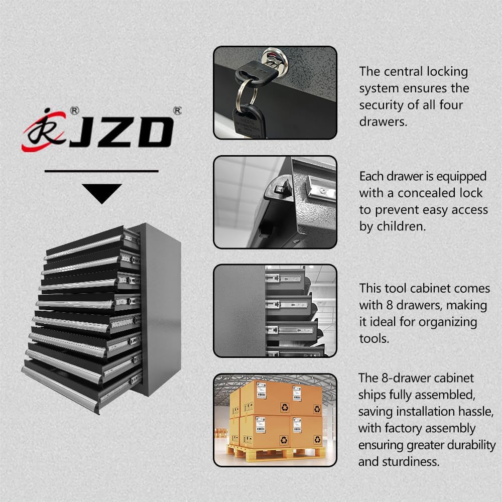JZD Garage Workshop Storage Cabinet Set, Included Pegboard Back Panel, No Wall Mounting Needed, for Utility Room Pantry