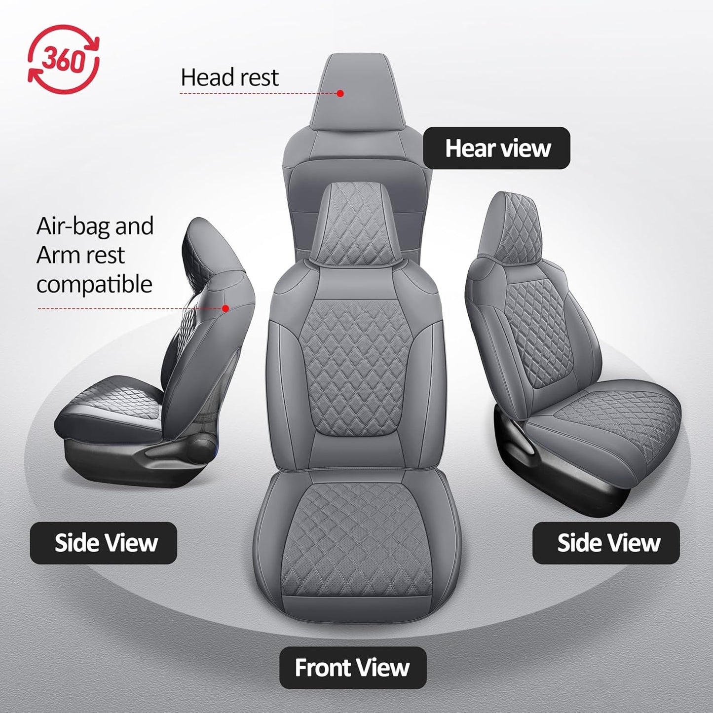 MIROZO Seat Covers for Rav4,Waterproof Car Seat Covers Compatible with 2019-2025 Toyota RAV4 Hybrid LE XLE Limited Car Seat Cover RAV4 Hybrid(Gray,Non XSE&2022-2025 SE Hybrid)