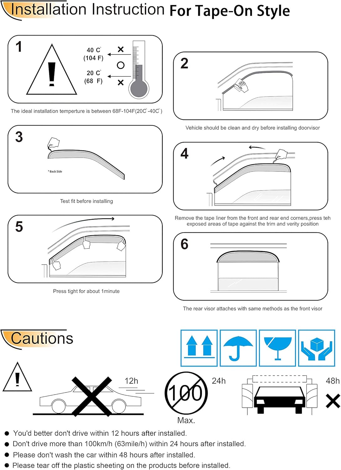 Side Window Vent Wind Deflectors fit for 2004-2015 Nissan Titan Crew Cab,4pcs Out-Channel Tape On Visors Shades, Dark Smoke Nice Looking Sun Rain Guards 94858