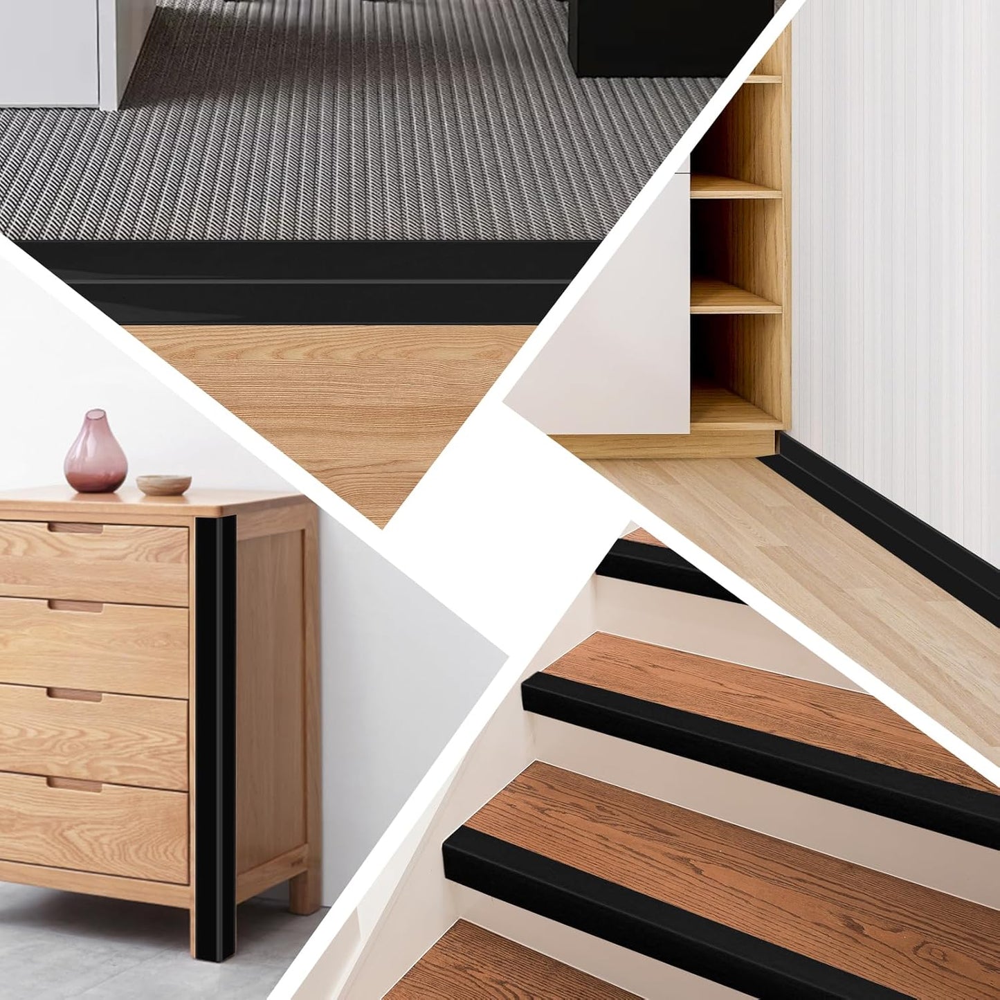 Wall Corner Protector Moulding Trim Peel and Stick Wall Corner Guards Trim Flexible Self Adhesive Edge Protector Moulding, 1.6 in x 20 Ft, Black