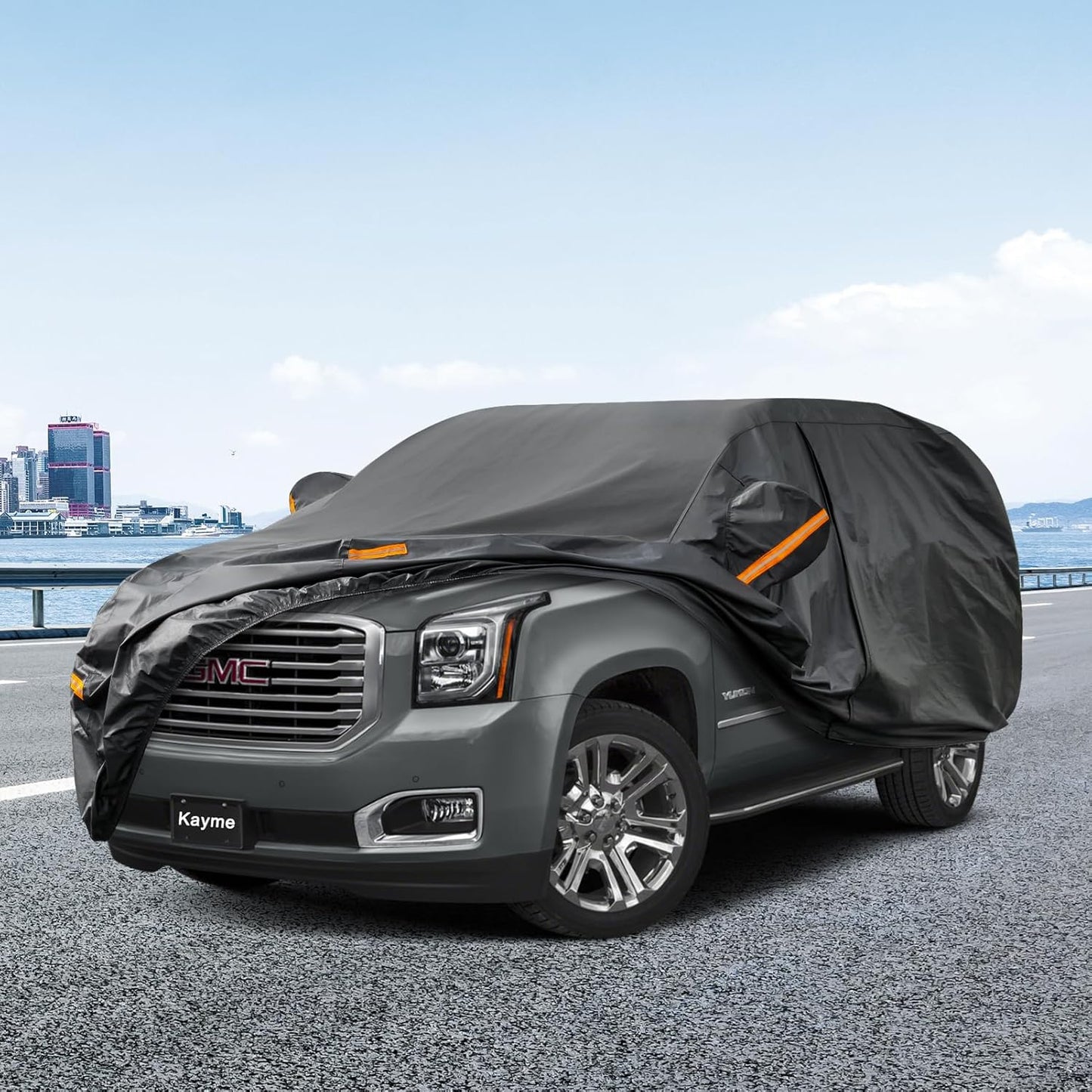 Kayme 7 Layers SUV Car Cover Custom Fit for GMC Yukon (1995-2025) Waterproof All Weather for Automobiles, Outdoor Full Cover Rain Sun UV Protection.