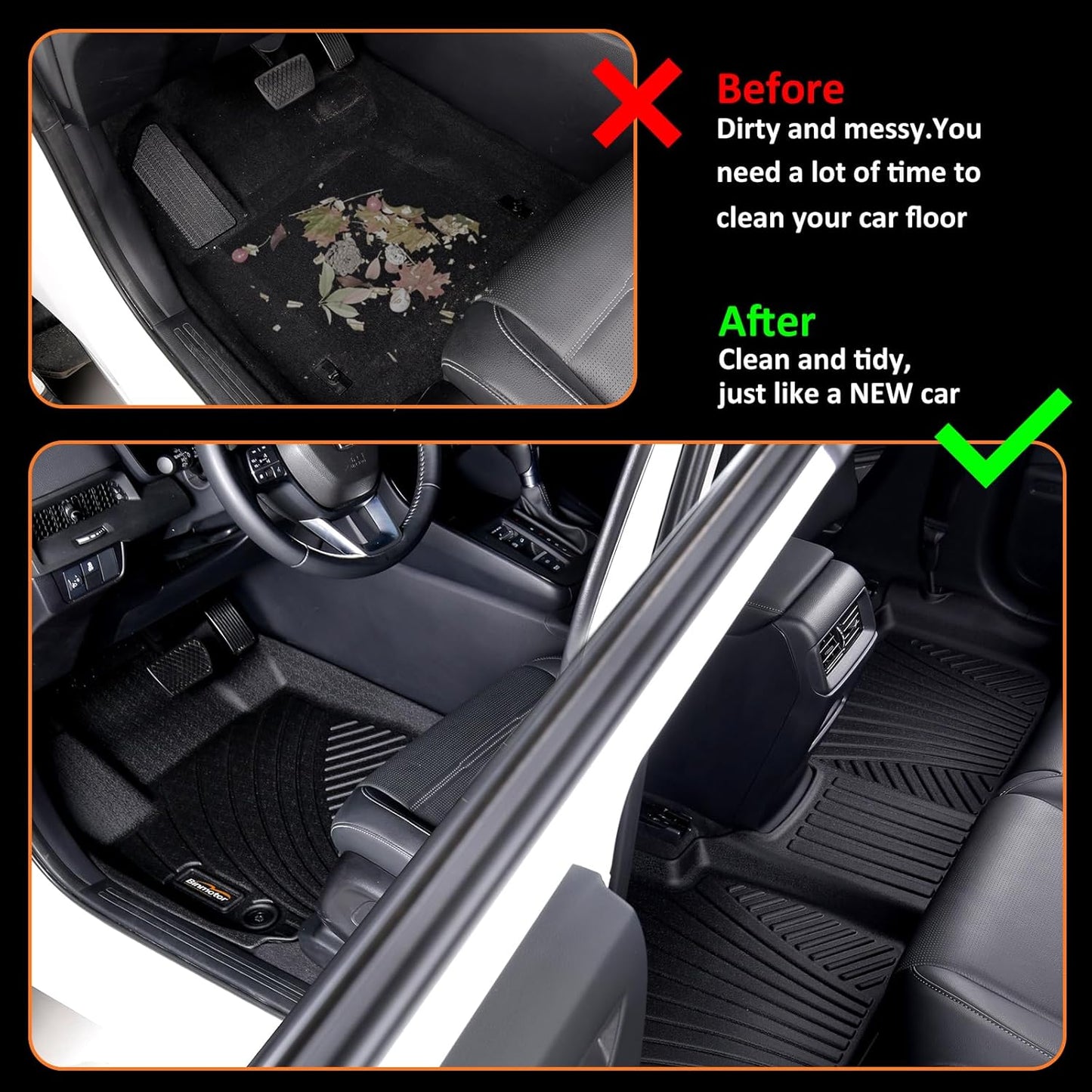 Binmotor-Floor Mats & Cargo Liner for Hyundai Elantra Hybrid 2025 2024 2023 2022 2021, All Weather Car Floor Mat for Elantra Accessories(Only Hybrid)