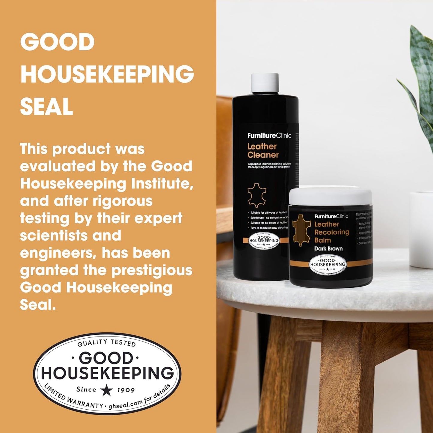 Furniture Clinic Leather Easy Restoration Kit | with Leather Recoloring Balm, Cleaner, Sponge, and Cloth | Repair Kit for Scratched and Faded Furniture (Dark Brown)