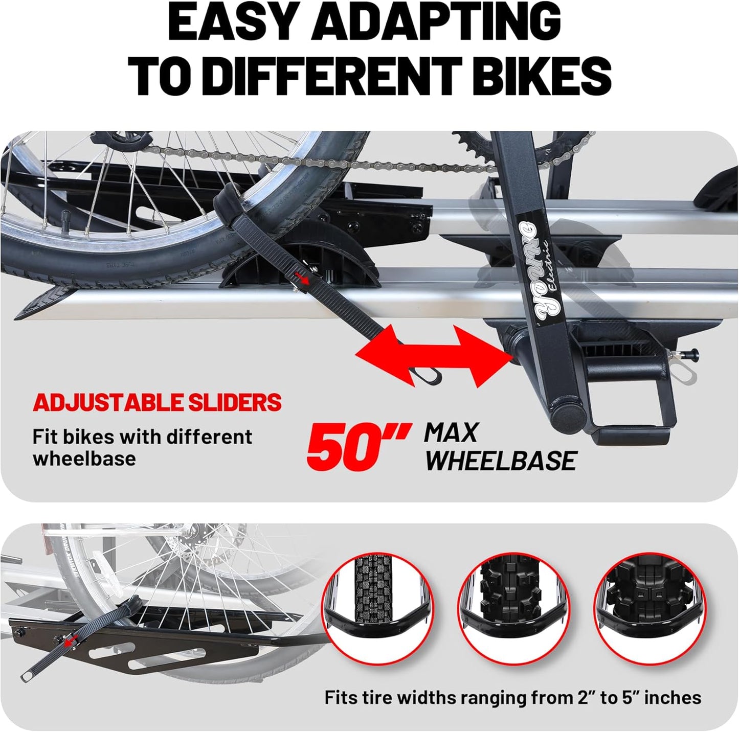 200 lbs. Hitch Mount Bike Rack, fits Cars, SUVs, RVs, Trailers with 2 Inch Receiver