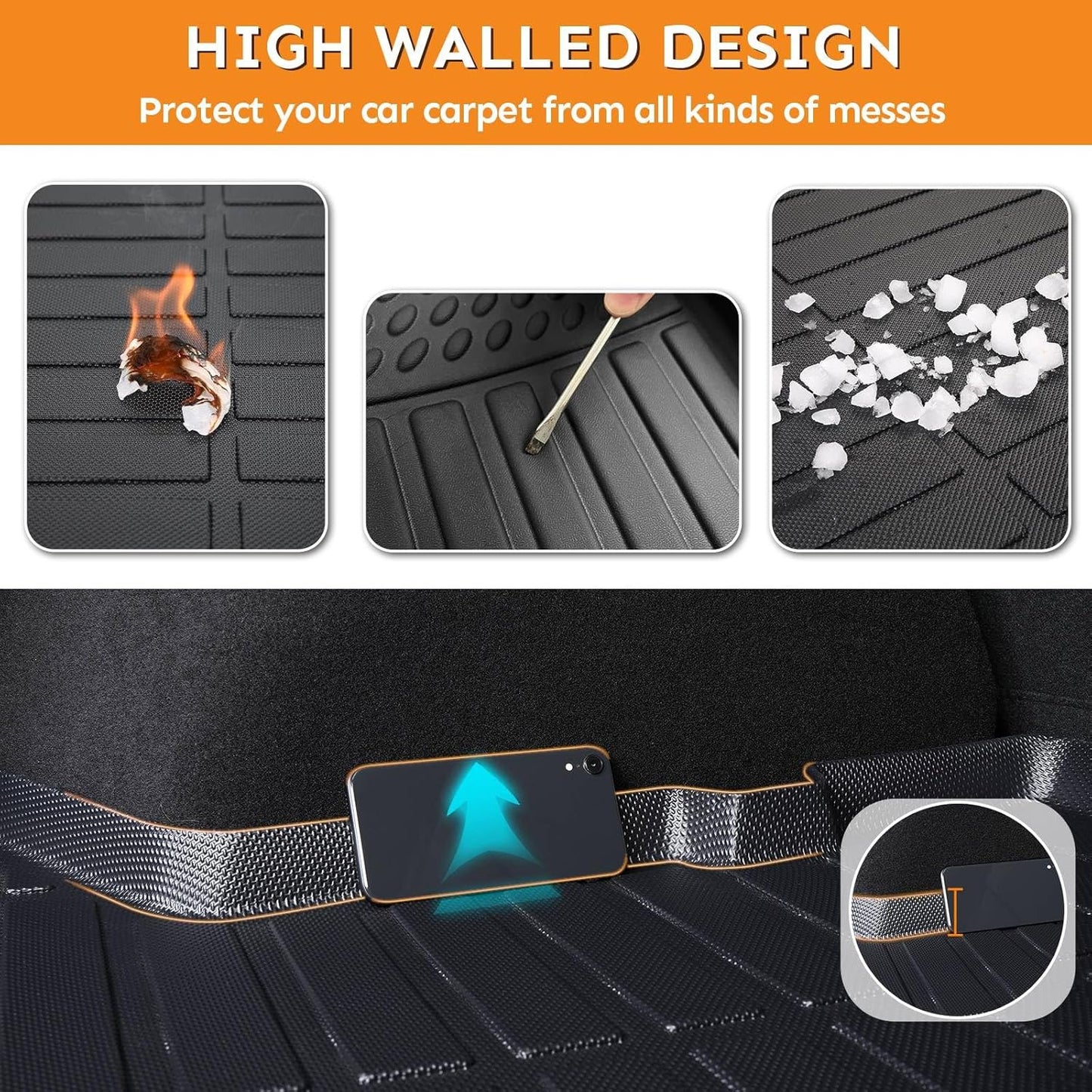 Binmotor-Floor Mats for Toyota 4Runner 1996-2002, 1st+2nd Row, TPE Rubber Custom Fit Mat All Weather Car Mats for Toyota 4Runner Accessories