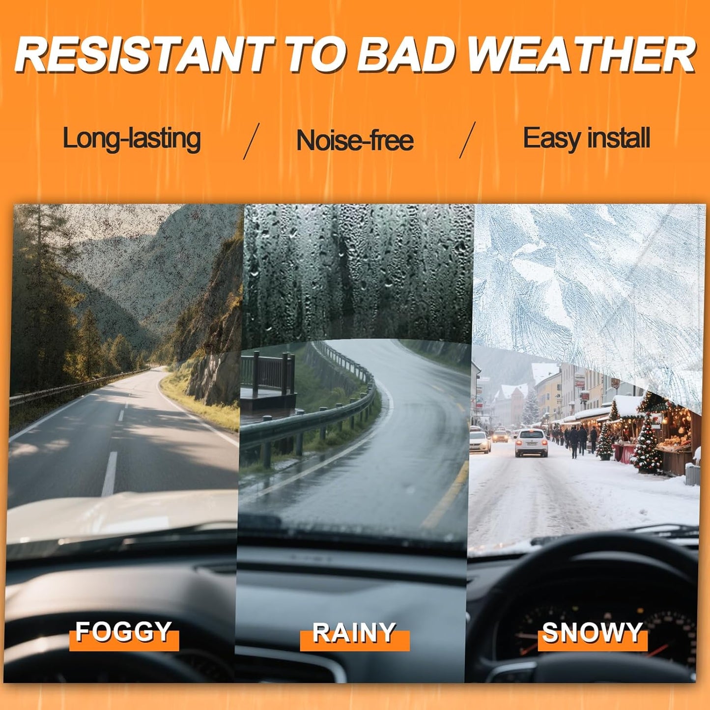 HULADAED® 24''+17''+12'' Windshield Wipers Replacement for Toyota RAV4 2012-2006,Silicone Front Rear Wiper blades for MY Car-All Weather & Quiet(3 PACK)