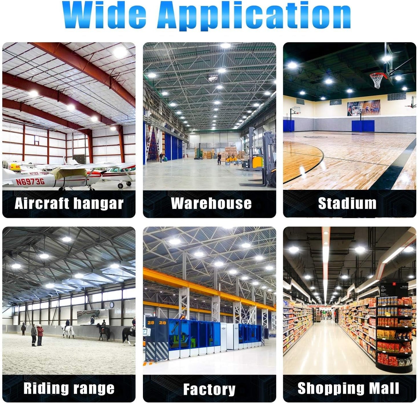 6 Pack 300W LED High Bay Light, UL&DLC Listed 41000LM Dimmable UFO High Bay LED Lights for Warehouse, 5000K Daylight IP65 Waterproof Commercial Bay Lighting 𝐀𝐂𝟏𝟎𝟎-𝟐𝟕𝟕𝐕