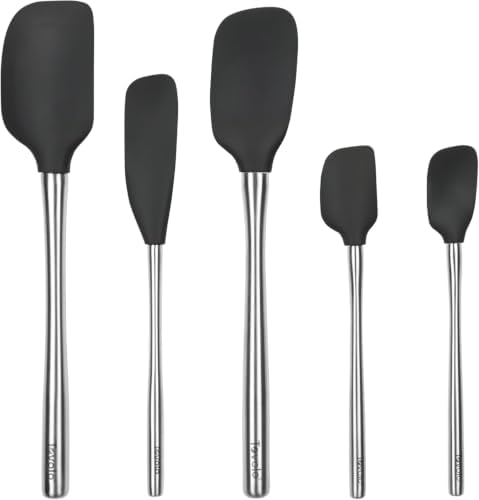 Tovolo Stainless Steel Handled Silicone Spatula Set of 5, Dishwasher Safe by Tovolo