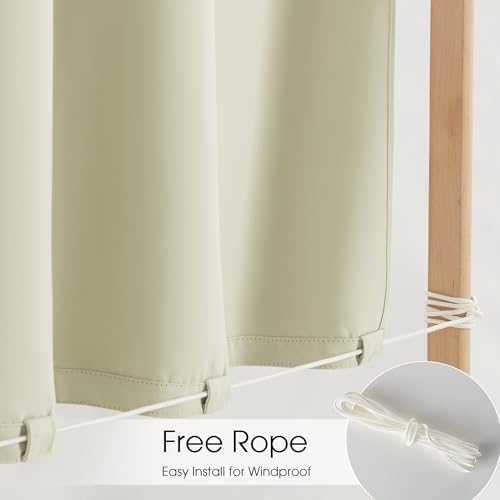 NICETOWN Gazebo Curtains Windproof Adhesive Top W84xL96 Light Beige - Image 3