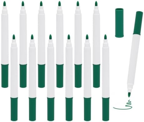 12 PCS Dark Green Liquid Chalk Markers, Fine Tip Neon Erasable Pens by Unknown