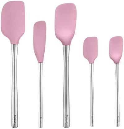 Tovolo Stainless Steel Handled Silicone Spatula Set of 5 Pink Sorbet, by Tovolo