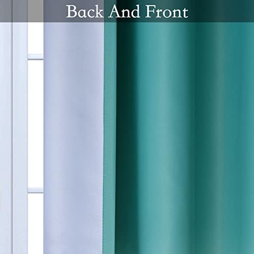 SimpleHome Teal to Grey White Ombre Room Darkening Curtains 63 Inch - Image 5