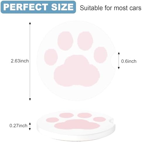 2 Pack Car Cup Holder Coaster, 2.63 inch Anti Slip Insert Absorbent Ceramic Car - Image 2