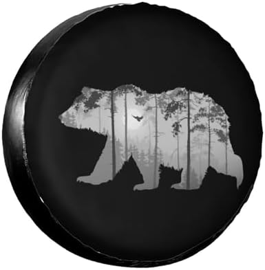Bear Forest Mist Landscape Spare Tire Cover Camper Tire Wheel Covers by Ociovan