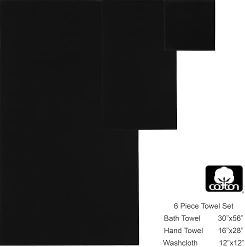 COTTON CRAFT Euro Spa Waffle Weave 6 Piece Towel Set - Image 7