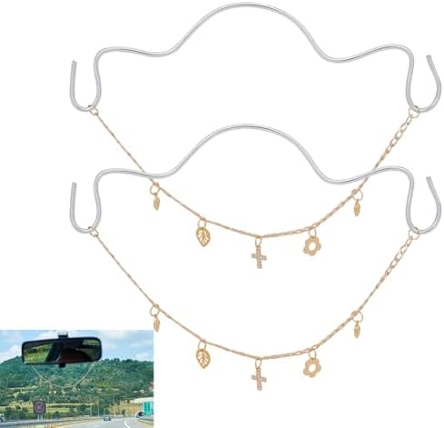 2pcs Car Hanging Ornaments Cute Alloy Flower Leaf Cross Pendants by DELORIGIN
