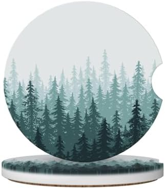 Green Forest Car Coasters for Cup Holders, 2 Pack Car Cup Holder Coasters for by Unknown