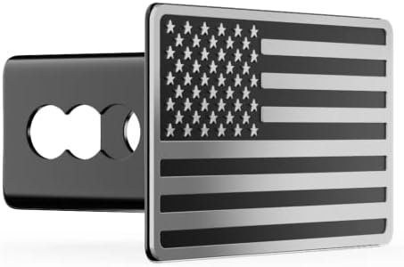Chrome Line American Flag Metal Trailer Hitch Cover - Image 2