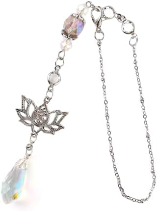 Lotus Healing Crystal Rearview Mirror Charm Christian Suncatcher by LuneClat
