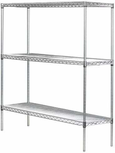 Omega Stainless Steel Shelves, 18" Deep x 48" Wide x 34" High 3 Tier Heavy Duty Wire Shelving Unit for Kitchen Garage Office Restaurant Warehouse 800-lb Per Shelf Weight Capacity