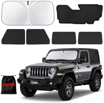 7PCS Window Shades for Jeep Wrangler 2 Door 2018-2025, Full Set Windshield Side by Unknown