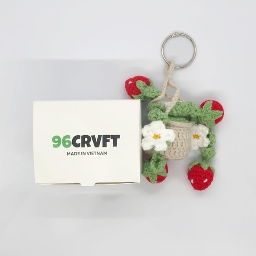 Cute Crochet Daisy Strawberry Hanging Plant - Image 3