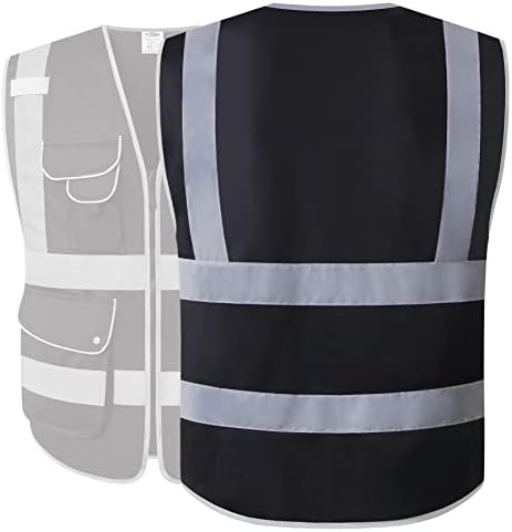 JKSafety Safety Vest for Men Women Reflective Hi Vis JK150 Black XXL - Image 5