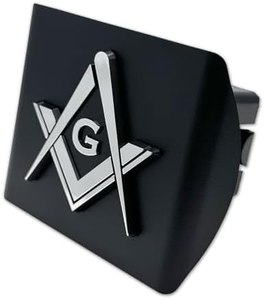 Masonic Chrome 3D Logo Matte Black Trailer Hitch Cover - Image 6