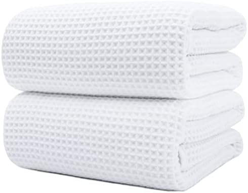 POLYTE 430 GSM Poly Blend Microfiber Waffle Bath Sheet XL Set, 35x70 in by Polyte