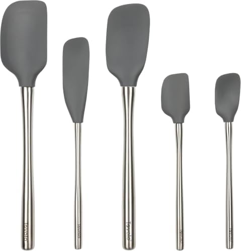 Tovolo Stainless Steel Handled Silicone Spatula Set of 5 Charcoal Gray by Tovolo