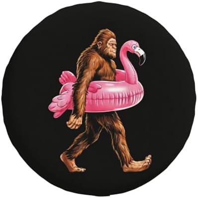 Spare Tire Cover with Bigfoot Flamingo Pattern Wheel Covers 17inch by Unknown