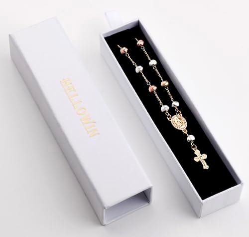 Gold Plated Beads Catholic Guadalupe Car Rearview Mirror Rosary - Image 6