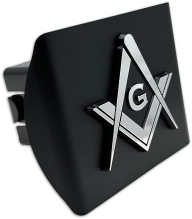 Masonic Chrome 3D Logo Matte Black Trailer Hitch Cover by InjectStyleDriveBold
