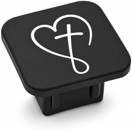 Faith Cross Heart Trailer Hitch Cover, 2 Inch Rubber Receiver Plug by Unknown