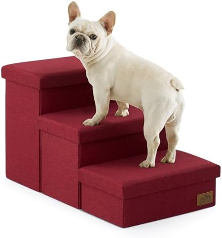 COZY KISS Dog Stairs with Storage, 16.7" H Wider Dog Steps by COZYKISS