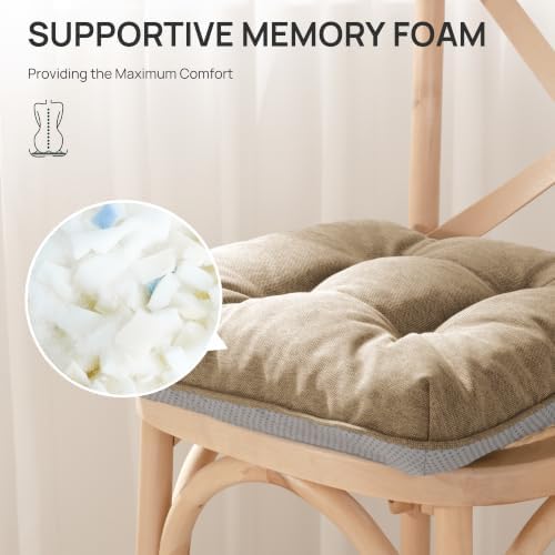 Love's cabin Memory Foam Chair Cushions Set of 4, 15.5 Inch - Image 3