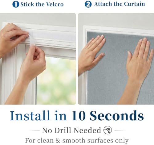 100% Blackout Curtains for Bedroom Stick On Curtain Window Shades Pull Down - Image 3