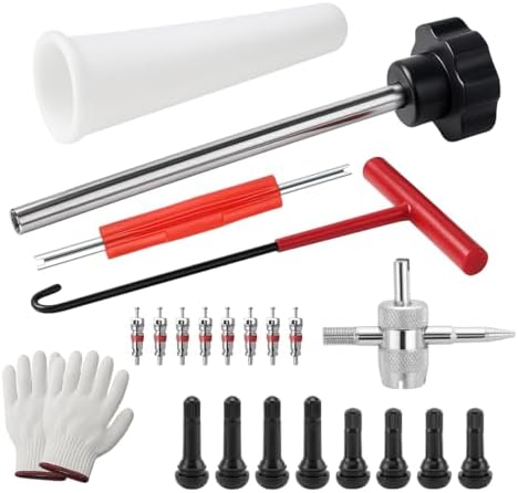 23PCS Tire Valve Stem Tool Kit Replacement Installation Set Red by Sandfren