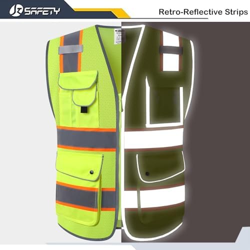 JKSafety Safety Vest for Men Women Reflective Hi Vis JK100 Yellow 5XL - Image 4