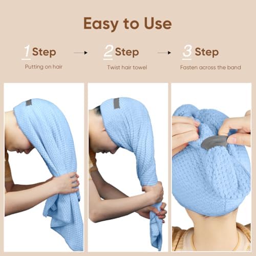 HOMEXCEL 5PK Microfiber Hair Towels, 40x20 in, Fast Drying - Image 6
