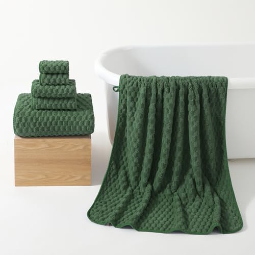 REDKISS Olive Green Microfiber Towels Set of 6-35x70 Inches Oversized Bath - Image 3