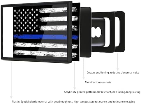 American Flag Aluminum Trailer Hitch Cover, Thin Blue Line, 2 inch - Image 4