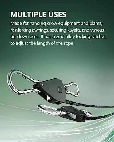 2-Pack 1/8” Rope Hanger, Heavy Duty Ratchet Tie Down Strap - Image 2